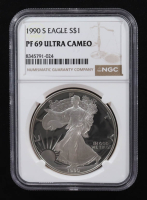 1990-S Proof American Silver Eagle $1 (NGC PF69 Ultra Cameo) at PristineAuction.com