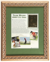 Tiger Woods 2000 US Open Champion 23kt Gold Commemorative Card Custom Framed Display at PristineAuction.com