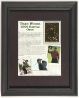 Tiger Woods 2000 British Open Champion 23kt Gold Commemorative Card Custom Framed Display at PristineAuction.com