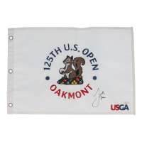 Justin Thomas Signed 2025 "125th U.S. Open Oakmont" Golf Pin Flag (JSA) at PristineAuction.com