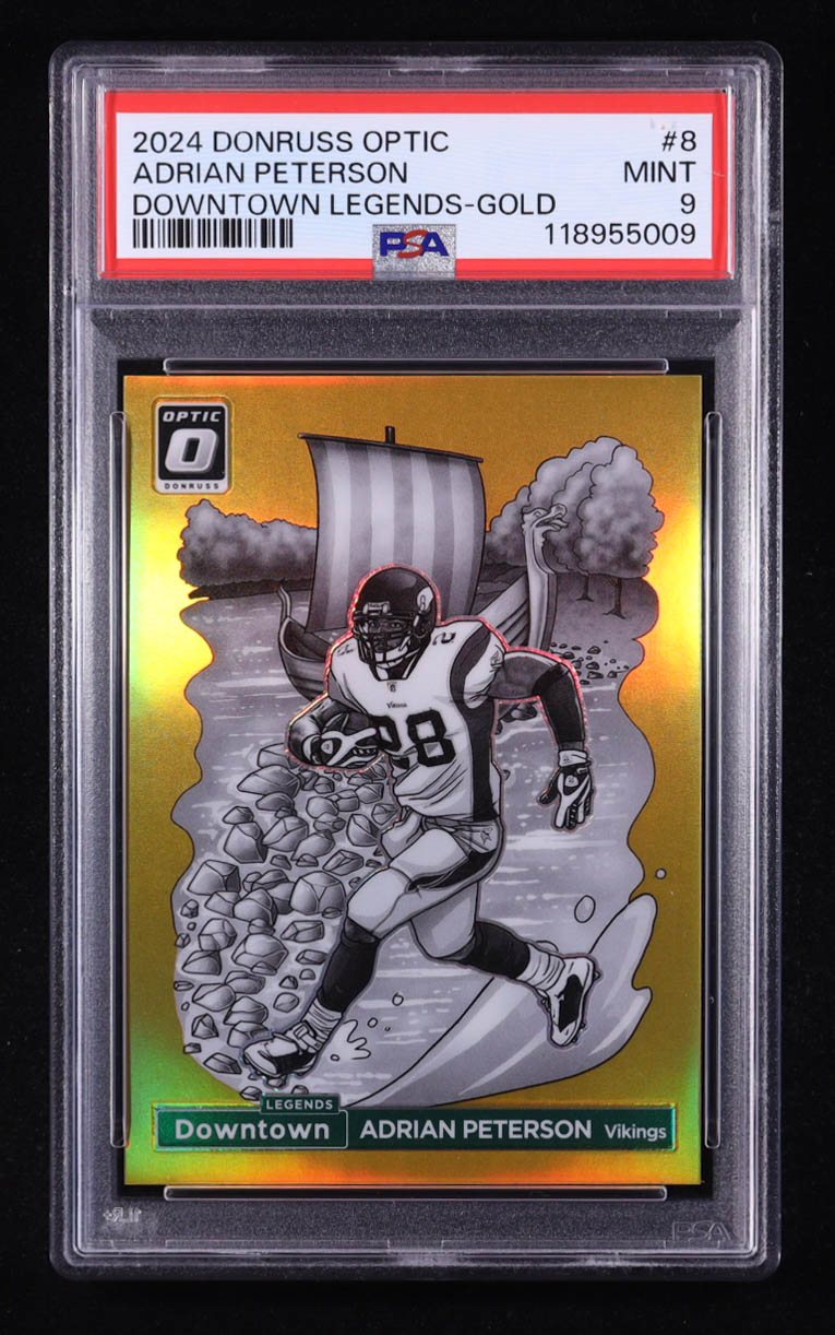 Adrian Peterson 2024 Donruss Optic Downtown Legends Gold #8 #08/10 (PSA 9) at PristineAuction.com Adrian Peterson 2024 Donruss Optic Downtown Legends Gold #8 #08/10 (PSA 9) at PristineAuction.com