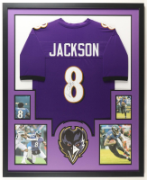 Lamar Jackson Signed Custom Framed Jersey Display (JSA) at PristineAuction.com