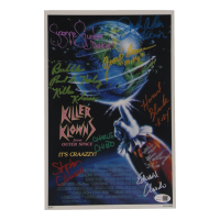 "Killer Klowns From Outer Space" | 8x12 Poster Cast-Signed by (9) with Stephen Chiodo, Charlie Chiodo, Edward Chiodo (JSA) at PristineAuction.com