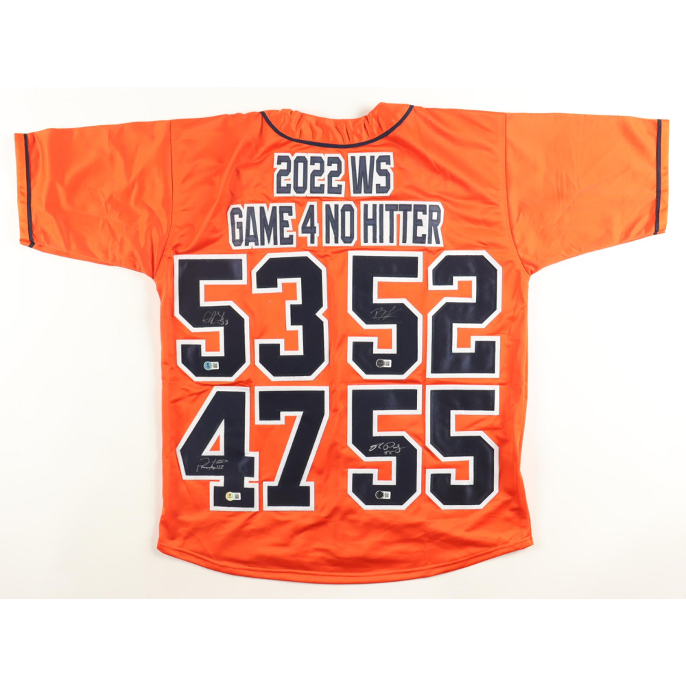2022 World Series Champions "No Hitters" Jersey Signed by (4) with Bryan Abreu, Ryan Pressly, Rafael Montero & Cristian Javier  (Beckett) at PristineAuction.com