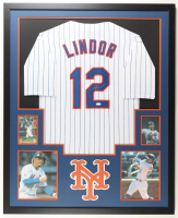 Francisco Lindor Signed Custom Framed Jersey Display (JSA) at PristineAuction.com