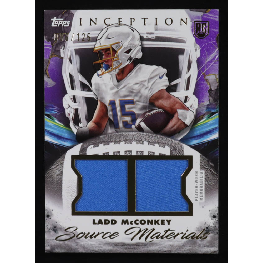 Ladd McConkey 2024 Topps Inception Source Materials Purple #SMLM RC #6/125 at PristineAuction.com Ladd McConkey 2024 Topps Inception Source Materials Purple #SMLM RC #6/125 at PristineAuction.com