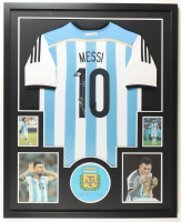 Lionel Messi Signed Team Argentina Custom Framed Jersey Display Inscribed "IEO" (Beckett) at PristineAuction.com