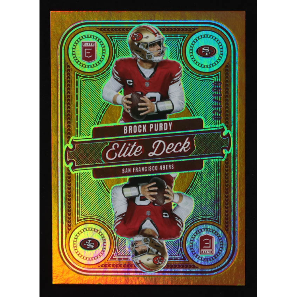Brock Purdy 2025 Elite Elite Deck Orange #18 #21/199 at PristineAuction.com Brock Purdy 2025 Elite Elite Deck Orange #18 #21/199 at PristineAuction.com