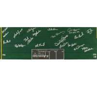 1986 Red Sox 12x36 Patches Board Signed By (19) with Dave Henderson, Bruce Hurst, Wes Gardner (Beckett) at PristineAuction.com