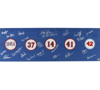 1986 Mets 12x36 Patches Board Signed By (21) with Ray Knight, Darryl Strawberry, Dwight Gooden (Beckett) at PristineAuction.com