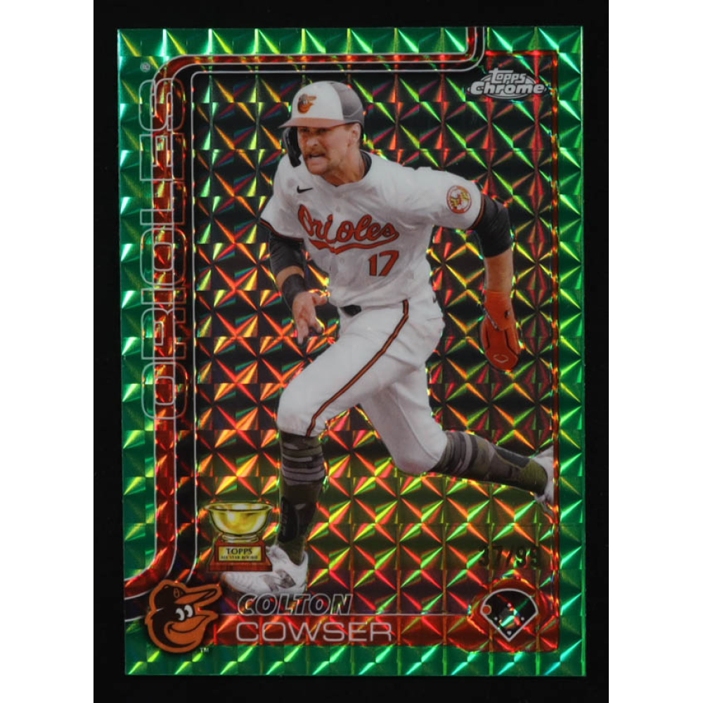 Colton Cowser 2025 Topps Chrome Green Geometric Refractors #44 #37/99 at PristineAuction.com Colton Cowser 2025 Topps Chrome Green Geometric Refractors #44 #37/99 at PristineAuction.com
