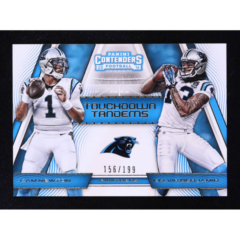 Cam Newton / Kelvin Benjamin 2016 Panini Contenders Touchdown Tandems Gold #5 #156/199 at PristineAuction.com
