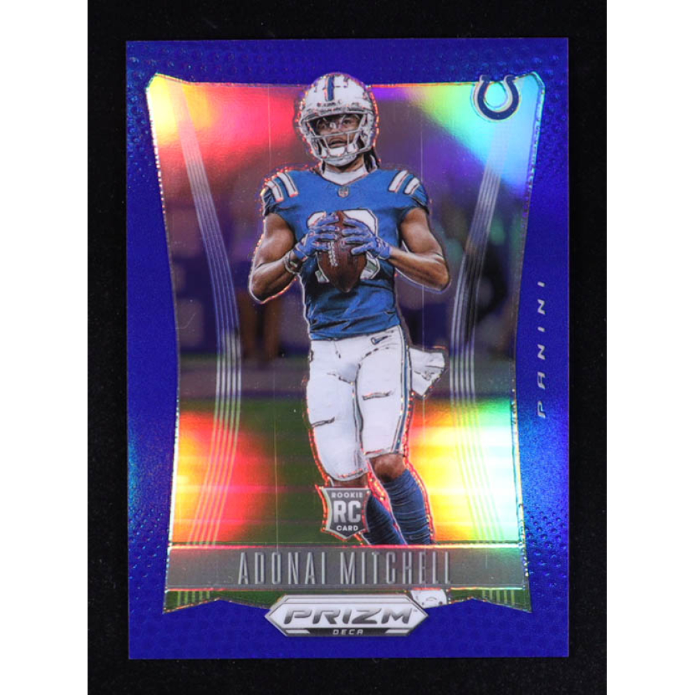 Adonai Mitchell 2024 Panini Prizm Deca Prizms Blue #137 #002/149 RC at PristineAuction.com