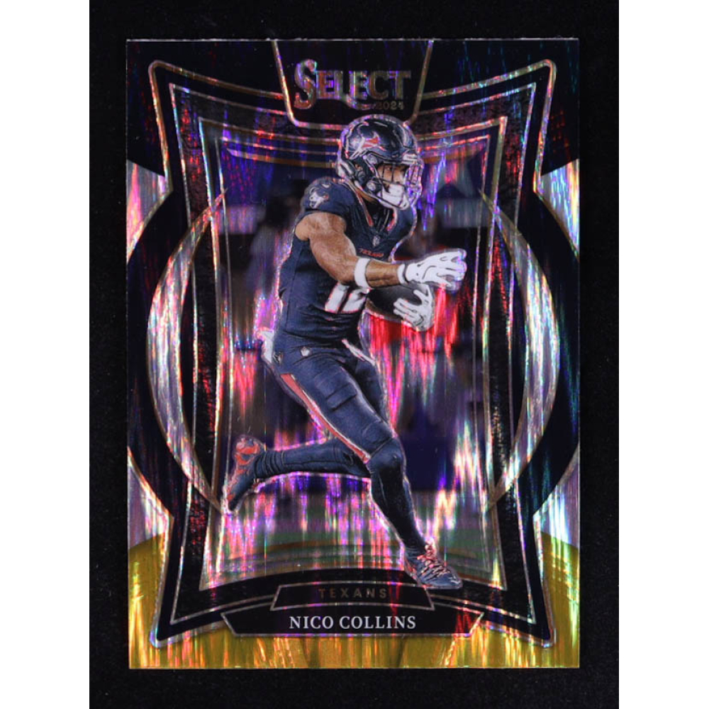 Nico Collins 2024 Select Prizm Black and Gold Shock #86 at PristineAuction.com