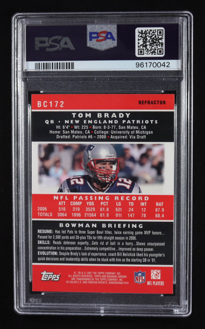 Tom Brady 2007 Bowman Chrome Refractor #BC172 (PSA 9) at PristineAuction.com Tom Brady 2007 Bowman Chrome Refractor #BC172 (PSA 9) at PristineAuction.com