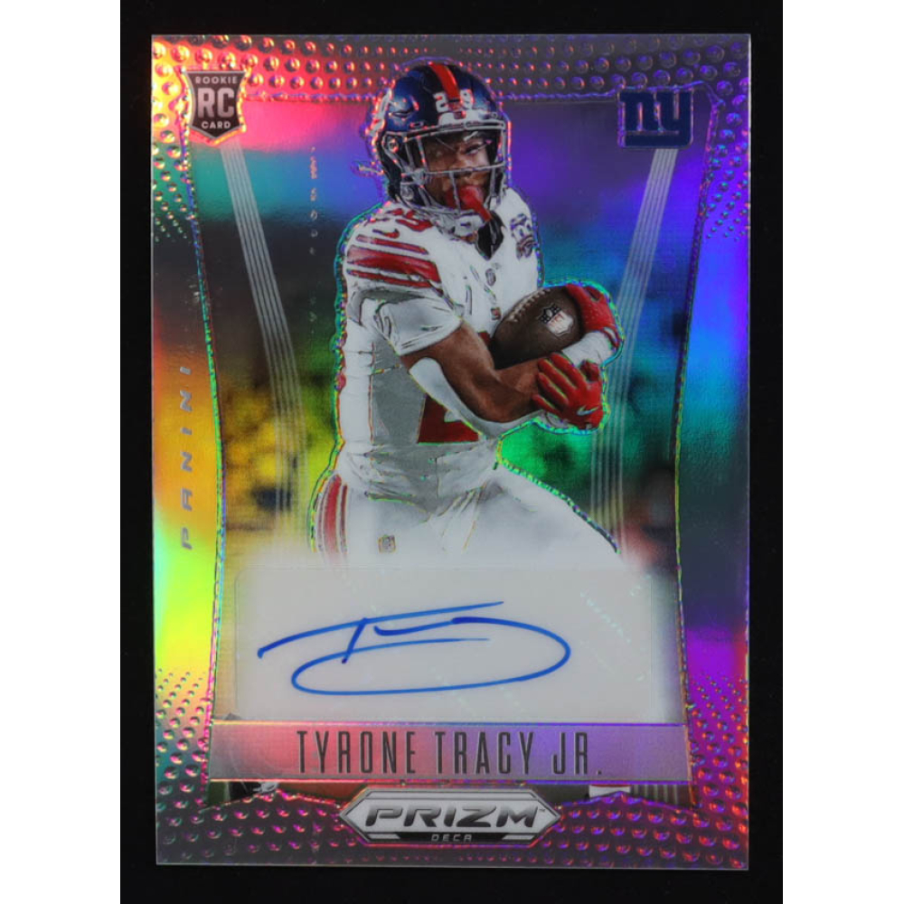 Tyrone Tracy Jr. 2024 Panini Prizm Deca Signatures Prizms Silver #8 RC at PristineAuction.com Tyrone Tracy Jr. 2024 Panini Prizm Deca Signatures Prizms Silver #8 RC at PristineAuction.com