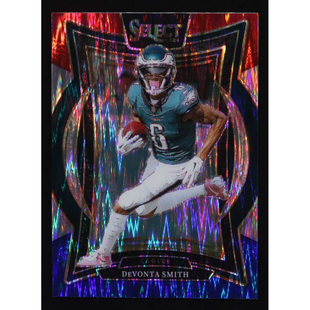 DeVonta Smith 2024 Select Prizm Red and Blue Shock #51 at PristineAuction.com