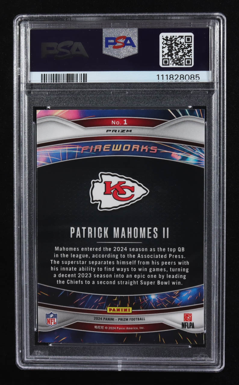Patrick Mahomes II 2024 Panini Prizm Fireworks Prizms Green #1 (PSA 10) at PristineAuction.com Patrick Mahomes II 2024 Panini Prizm Fireworks Prizms Green #1 (PSA 10) at PristineAuction.com