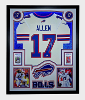 Josh Allen Signed Bills Custom Framed LED Backlit Nike Jersey Display & (2) PSA 10 Graded Rookie Cards (Beckett) at PristineAuction.com