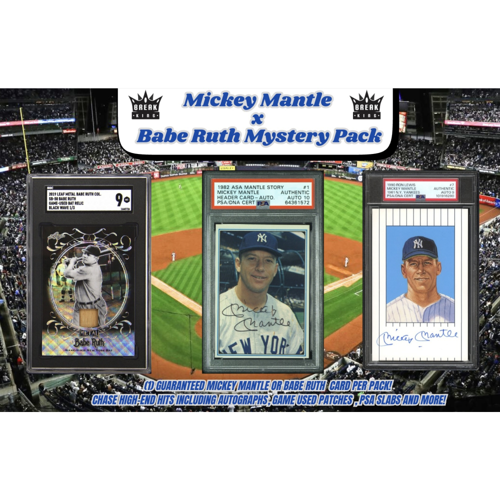 Break King: Babe Ruth & Mickey Mantle Mystery Box Foil Pack at PristineAuction.com