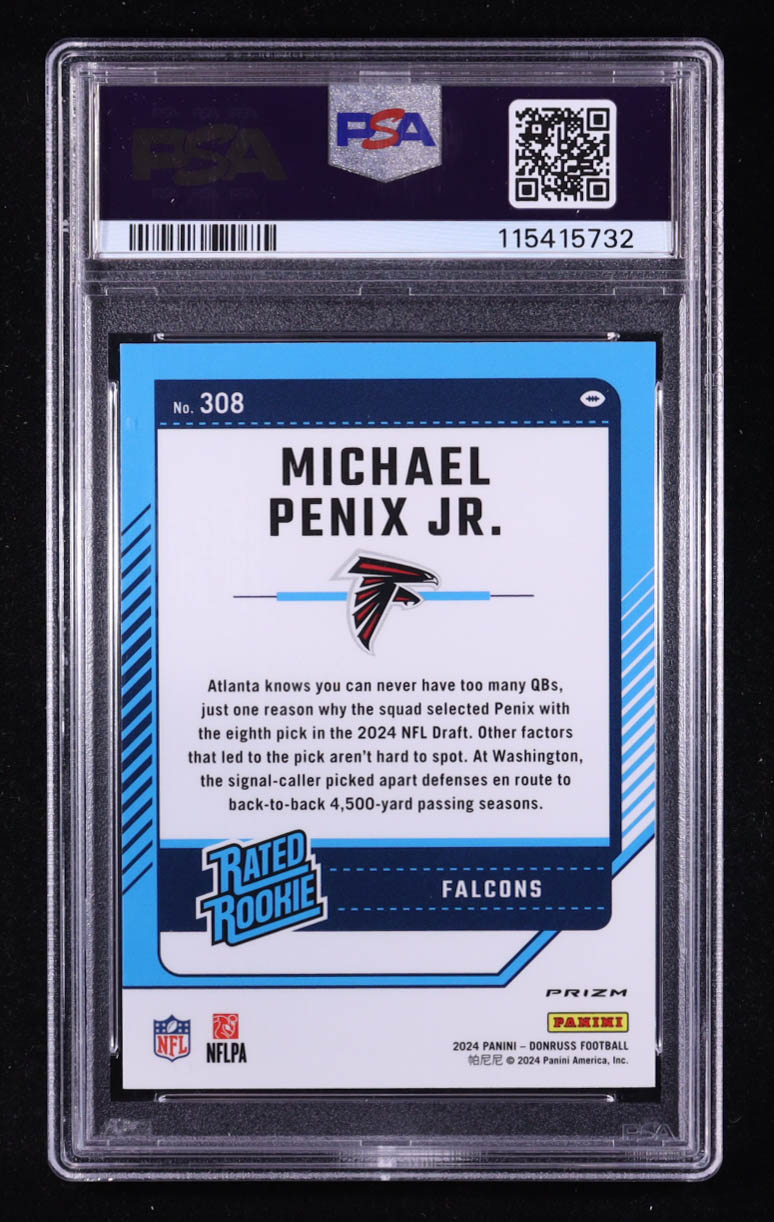 Michael Penix Jr. 2024 Donruss Optic Rated Rookies Preview Pink #308 RC (PSA 10) at PristineAuction.com Michael Penix Jr. 2024 Donruss Optic Rated Rookies Preview Pink #308 RC (PSA 10) at PristineAuction.com