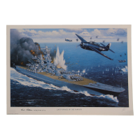 William Webb Patterson Signed Stan Stokes "Last Voyage Of The Yamato" Lithograph Inscribed "LT (JG) USNR VT-9" (AIV) at PristineAuction.com