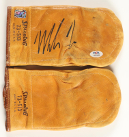 Mike Tyson Signed Set Of (2) Spalding Vintage Tan Sparring Boxing Gloves (Tyson & PSA) at PristineAuction.com