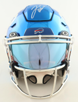 Josh Allen Signed Bills Full-Size Authentic On-Field Chrome Speedflex Helmet with Custom Visor (Beckett) at PristineAuction.com