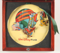 Walt Disney World 2000 Cast Holiday Celebration Set of (4) Pins with Wooden Box Display Case at PristineAuction.com