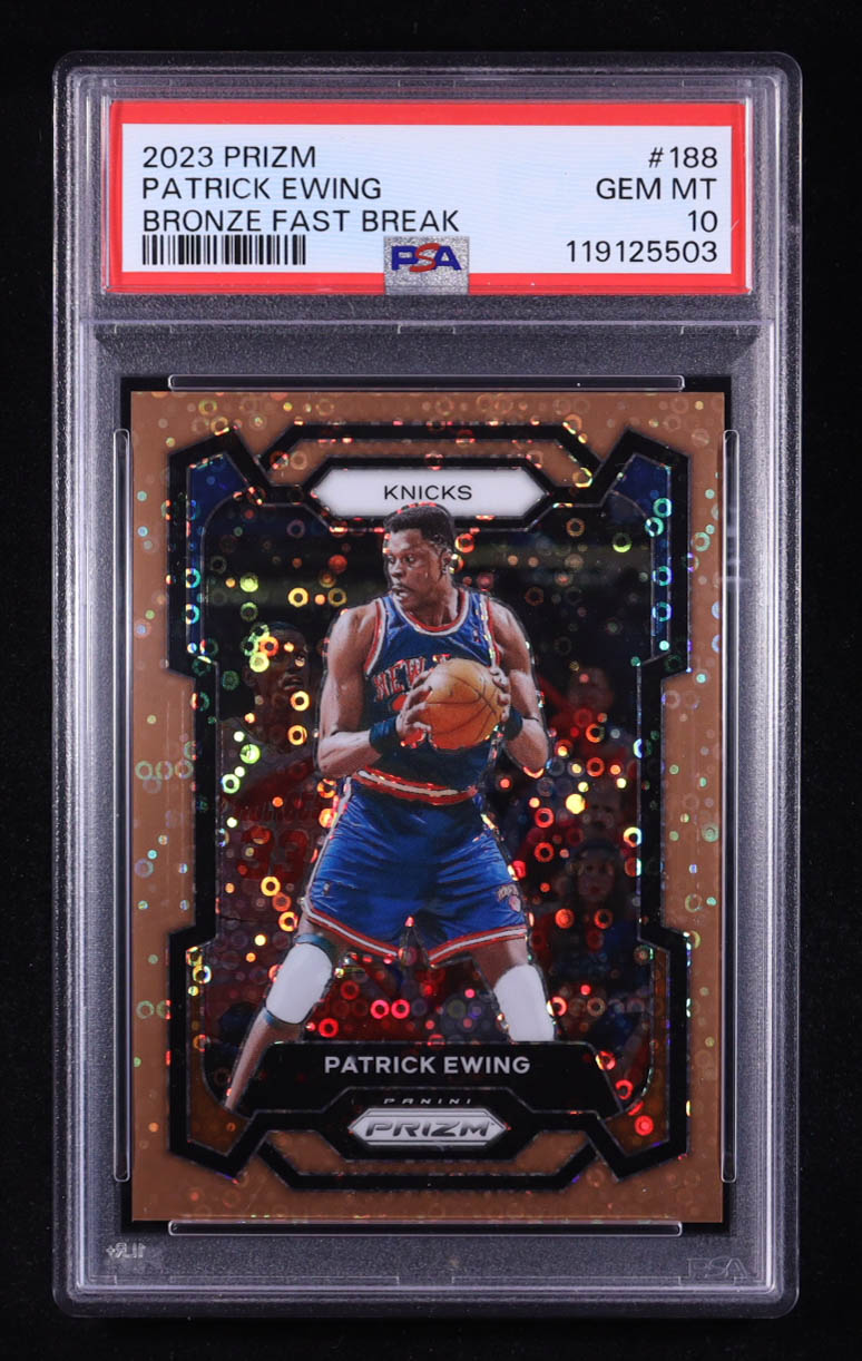 Patrick Ewing 2023-24 Panini Prizm Prizms Fast Break Bronze #188 #07/20 (PSA 10) at PristineAuction.com Patrick Ewing 2023-24 Panini Prizm Prizms Fast Break Bronze #188 #07/20 (PSA 10) at PristineAuction.com