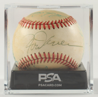 Baseball Hall of Famers OAL Baseball Signed by (13) with Carl Yastrzemsk, Bobby Doerr, Eddie Mathews, Harmon Killebrew In Display Case (PSA) at PristineAuction.com