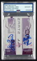 Magic Johnson / Larry Bird Signed 2021-22 Donruss Optic #13 Magenta Printing Plate 1/1 Magic Johnson / Larry Bird (PSA | Auto 10) at PristineAuction.com