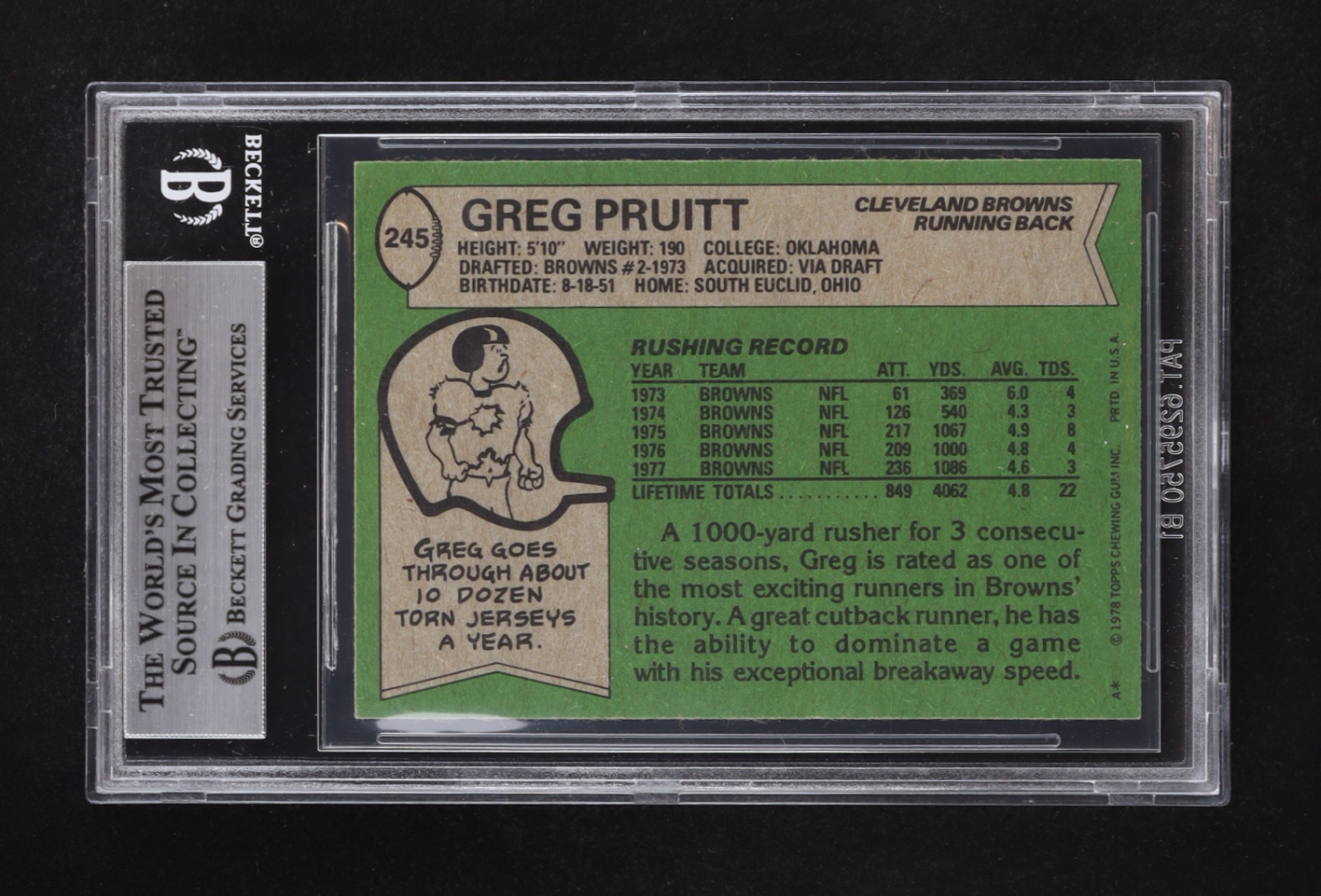Greg Pruitt Signed 1978 Topps #245 (BGS Authentic) at PristineAuction.com Greg Pruitt Signed 1978 Topps #245 (BGS Authentic) at PristineAuction.com