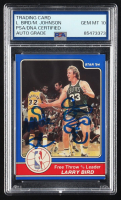 Larry Bird & Magic Johnson Signed 1984 Star Larry Bird #15 / 1984 FT Percentage Leader (PSA | Autograph Grade 10) at PristineAuction.com