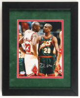 Gary Payton Signed SuperSonics Custom Framed Photo Display (PSA) at PristineAuction.com