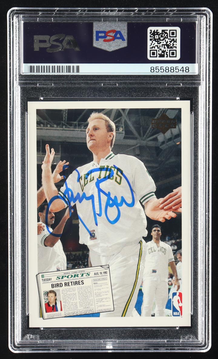 Magic Johnson / Larry Bird Signed 1992-93 Upper Deck #SP1 Magic Johnson / Larry Bird (PSA | Auto 10) at PristineAuction.com Magic Johnson / Larry Bird Signed 1992-93 Upper Deck #SP1 Magic Johnson / Larry Bird (PSA | Auto 10) at PristineAuction.com