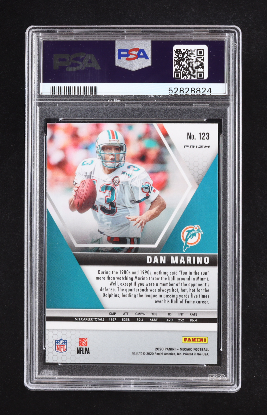 Dan Marino 2020 Panini Mosaic Green Prizm #123 (PSA 10) at PristineAuction.com Dan Marino 2020 Panini Mosaic Green Prizm #123 (PSA 10) at PristineAuction.com