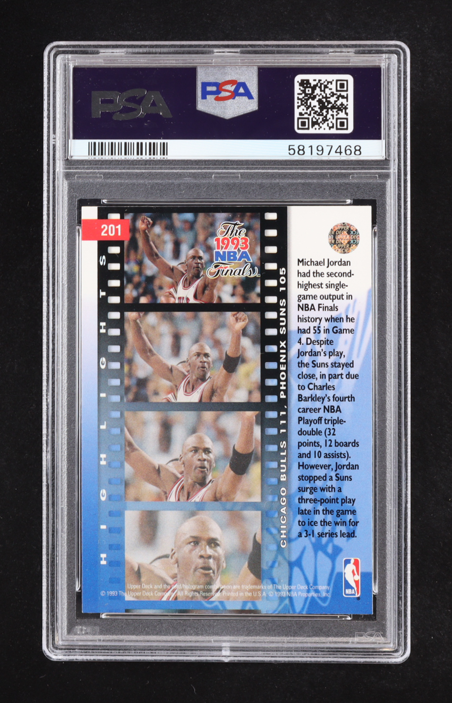 Michael Jordan 1993 Upper Deck NBA Finals Game 4 #201 (PSA 9) at PristineAuction.com Michael Jordan 1993 Upper Deck NBA Finals Game 4 #201 (PSA 9) at PristineAuction.com
