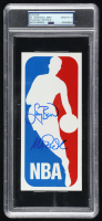 Larry Bird & Magic Johnson Signed NBA Decal Sticker (PSA | Autograph Graded 10) at PristineAuction.com