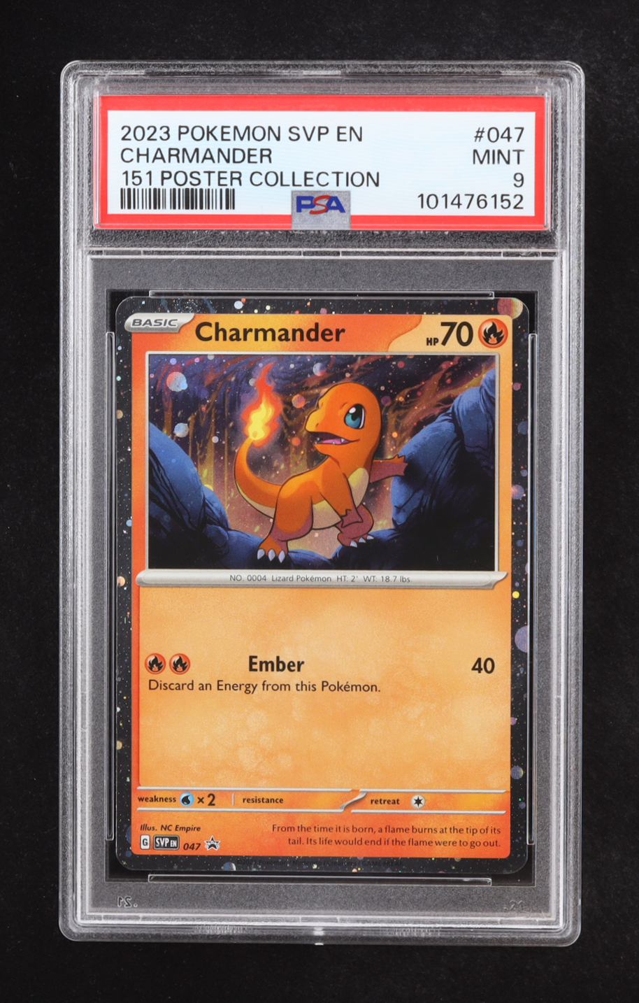 Charmander 2023-24 Pokemon Scarlet and Violet Black Star Promos #047 Cosmos (PSA 9) at PristineAuction.com Charmander 2023-24 Pokemon Scarlet and Violet Black Star Promos #047 Cosmos (PSA 9) at PristineAuction.com