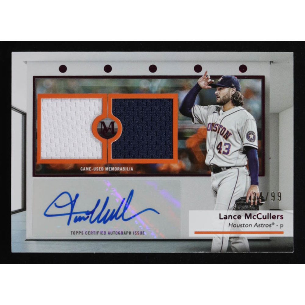 Lance McCullers Jr. 2024 Topps Museum Collection Signature Swatches Dual Relic Autographs Pink #SWDRALM #34/99 at PristineAuction.com
