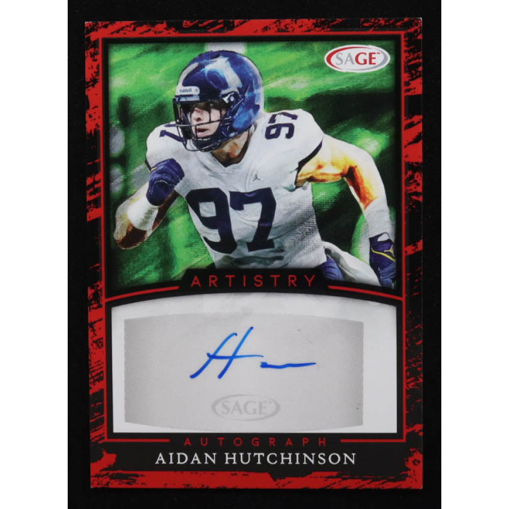 Aidan Hutchinson 2022 SAGE Artistry Autographs Red #AAH RC at PristineAuction.com