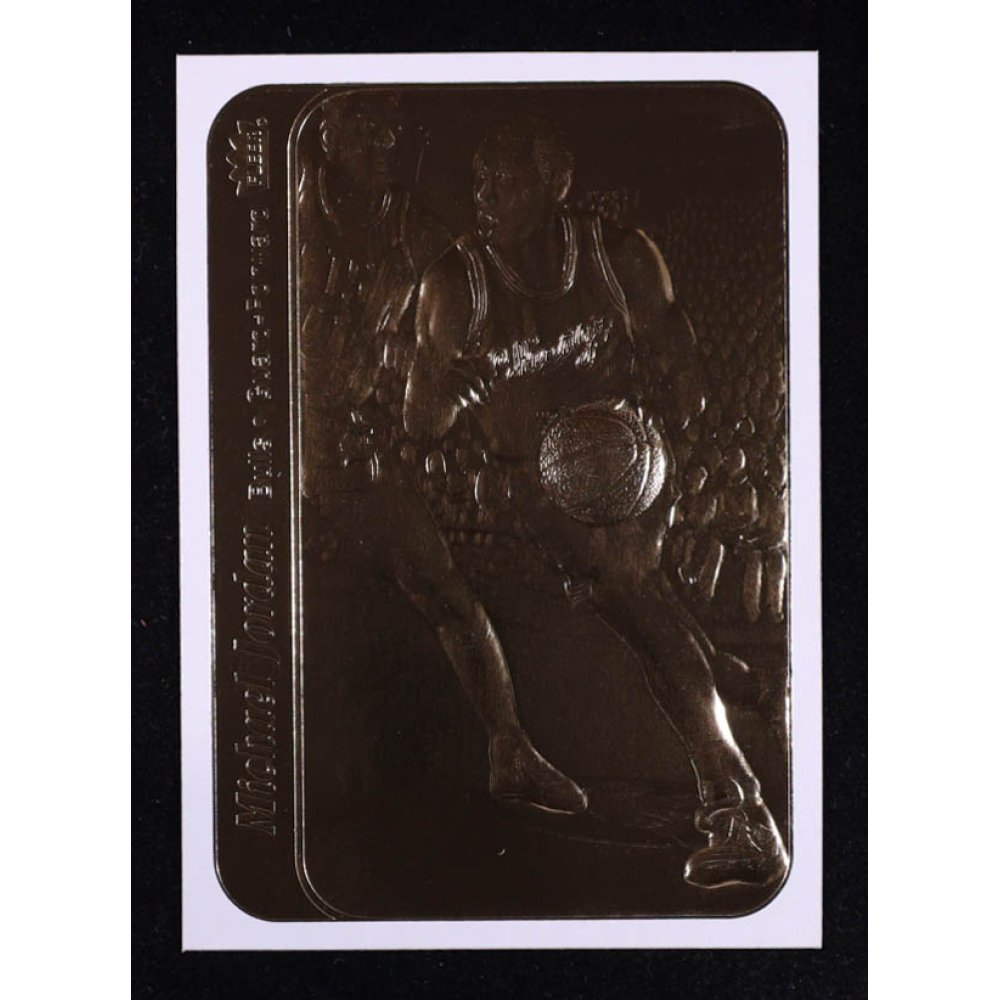 Michael Jordan 1997 Fleer 23KT Gold White Border / '86-87 Fleer Sticker at PristineAuction.com