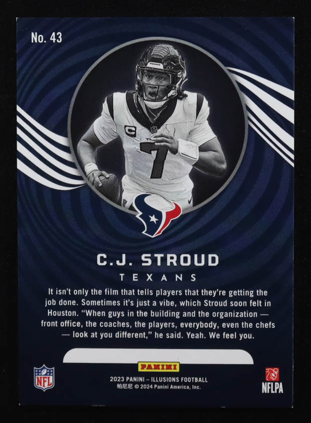 CJ Stroud 2023 Panini Illusions Yellow Diamond #43 #230/299 RC at PristineAuction.com CJ Stroud 2023 Panini Illusions Yellow Diamond #43 #230/299 RC at PristineAuction.com