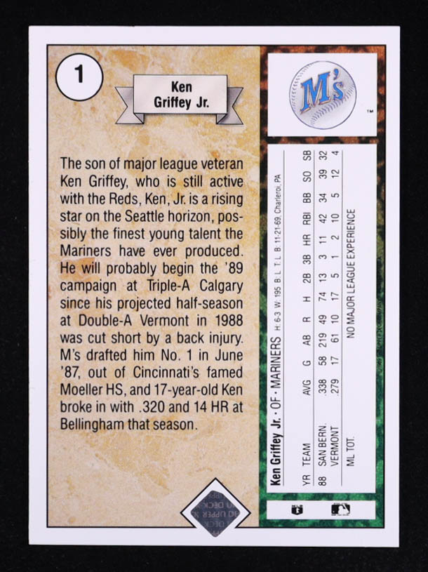 Ken Griffey Jr. 1989 Upper Deck #1 RC at PristineAuction.com Ken Griffey Jr. 1989 Upper Deck #1 RC at PristineAuction.com