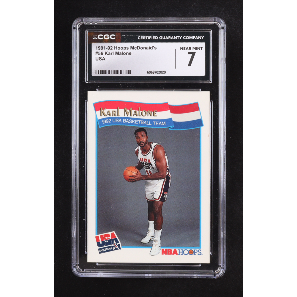 Karl Malone 1991-92 Hoops McDonald's #56 USA (CGC 7) at PristineAuction.com