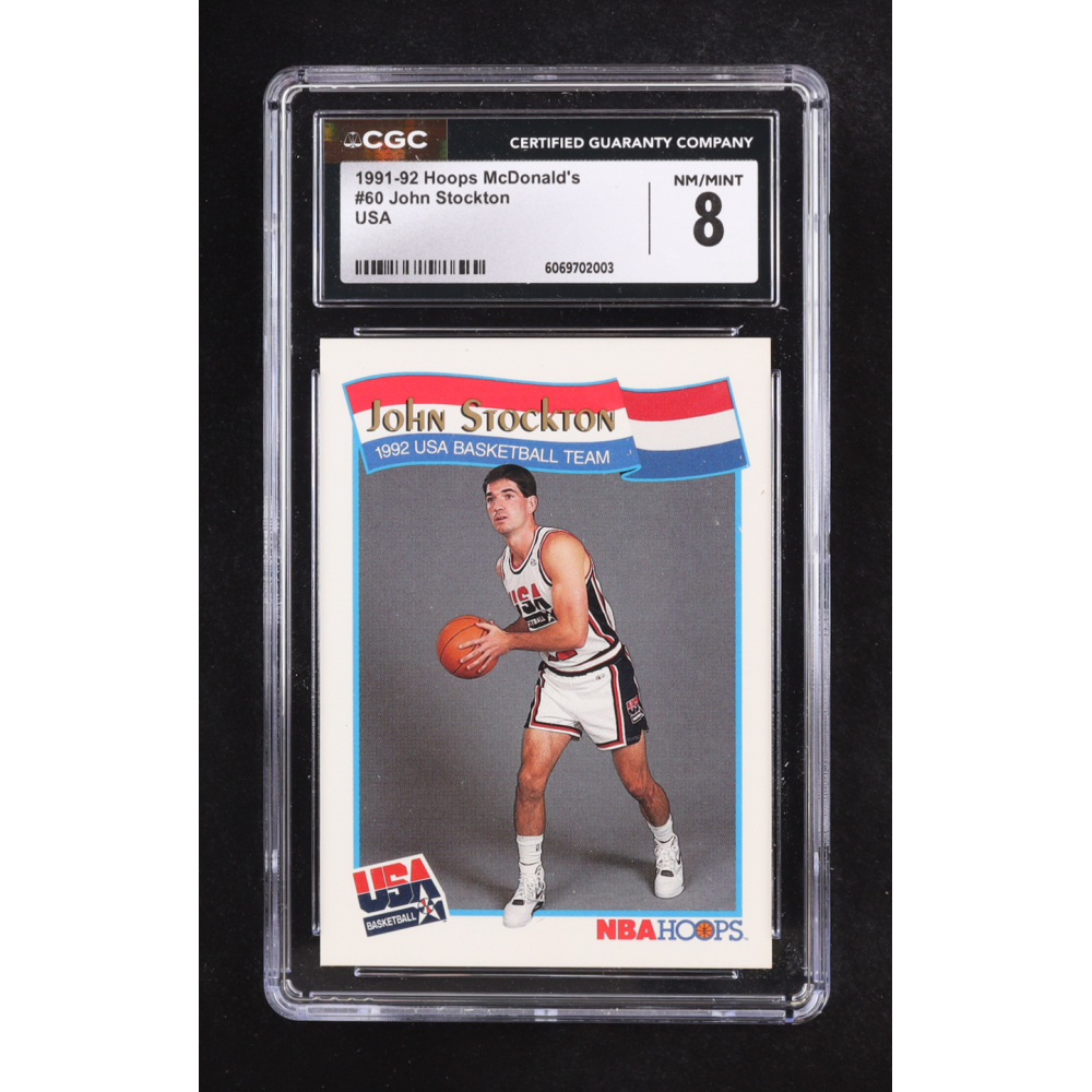 John Stockton 1991-92 Hoops McDonald's #60 USA (CGC 8) at PristineAuction.com