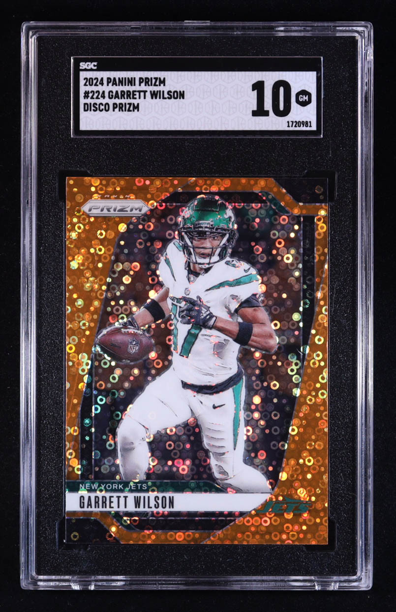 Garrett Wilson 2024 Panini Prizm Prizms Orange Disco #224 (SGC 10) at PristineAuction.com Garrett Wilson 2024 Panini Prizm Prizms Orange Disco #224 (SGC 10) at PristineAuction.com