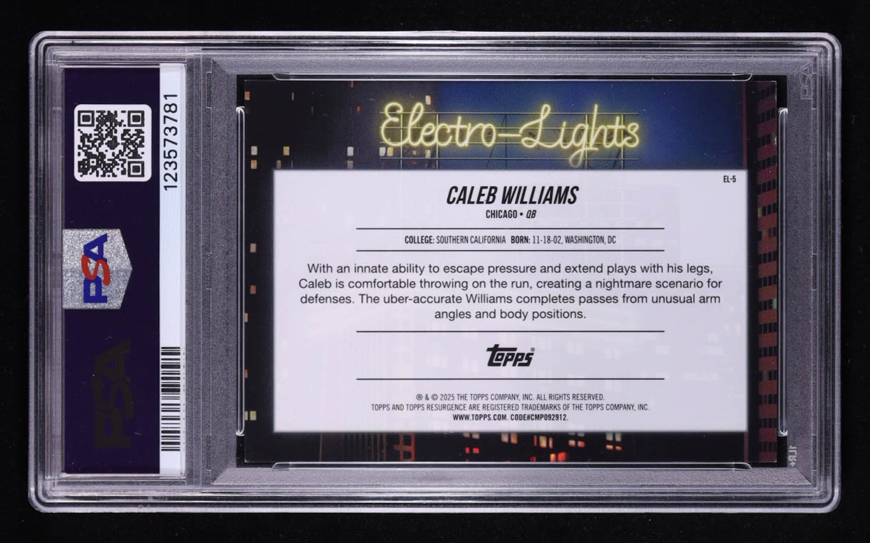 Caleb Williams 2024 Topps Resurgence Electro-Lights #EL5 RC (PSA 8) at PristineAuction.com Caleb Williams 2024 Topps Resurgence Electro-Lights #EL5 RC (PSA 8) at PristineAuction.com