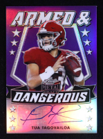 Tua Tagovailoa 2020 Leaf Metal Draft Armed and Dangerous Prismatic Purple #ADTT1 RC #10/25 at PristineAuction.com